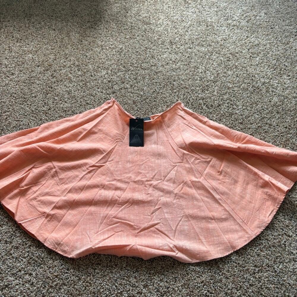 NWT Wulfka A-line Pleated Coral Skirt Cotton/Linen Blend sz S Indie Minimalist - Picture 6 of 6